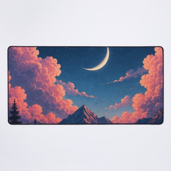Item preview, Lofi Starry Night Mountain Lake Aesthetic Dreamy Celestial Moon designed and sold by LYAN-STORE.