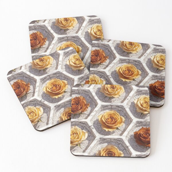 Item preview, Golden Roses Geometric Honeycomb Seamless Pattern designed and sold by IntelliMindDesigns.
