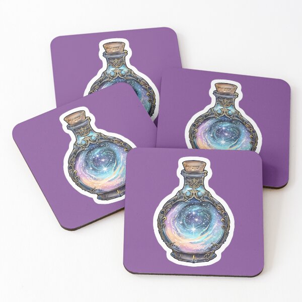 Item preview, Magical Potion Bottle with Cosmic Galaxy and Crystals designed and sold by 77Clover.