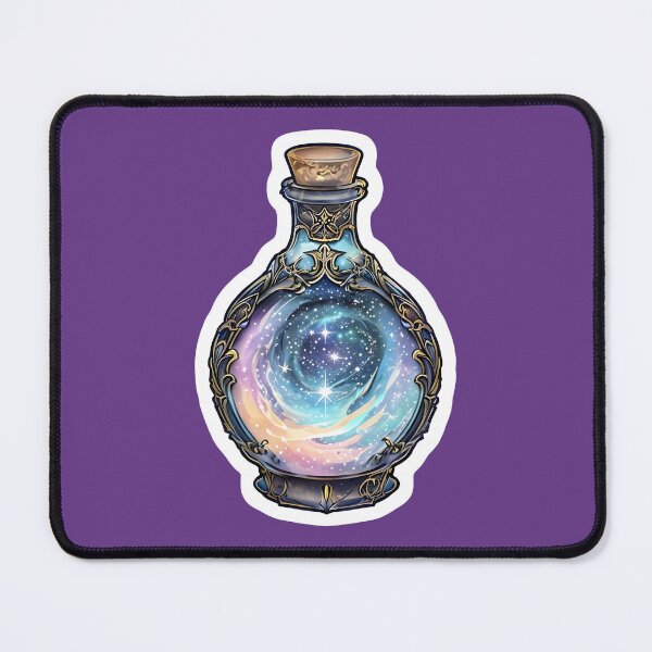 Item preview, Magical Potion Bottle with Cosmic Galaxy and Crystals designed and sold by 77Clover.