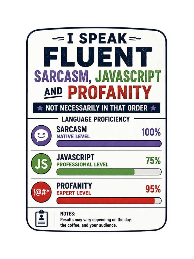Thumbnail 4 of 4, Samsung Galaxy Phone Case, Fluent in Sarcasm, JavaScript and Profanity Sticker designed and sold by InkPixell.
