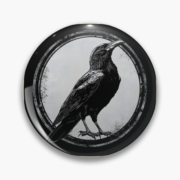 Item preview, Black Raven Circle Emblem Logo On Black Background designed and sold by GrinGalore.