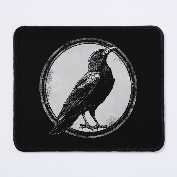 Item preview, Black Raven Circle Emblem Logo On Black Background designed and sold by GrinGalore.