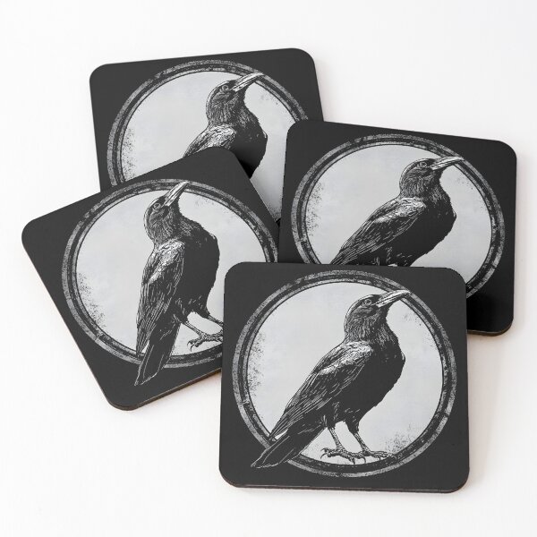 Item preview, Black Raven Circle Emblem Logo On Black Background designed and sold by GrinGalore.