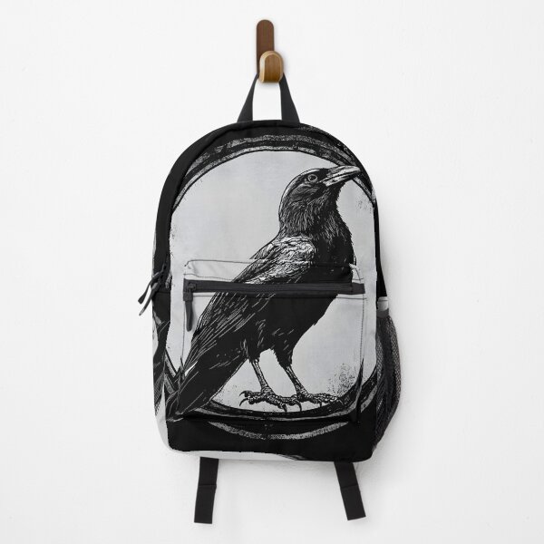 Item preview, Black Raven Circle Emblem Logo On Black Background designed and sold by GrinGalore.
