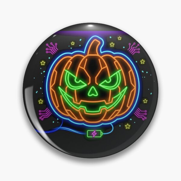 Item preview, Cyberpunk Neon Jack O Lantern Pumpkin - High Contrast Halloween Die Cut Sticker designed and sold by alalame.