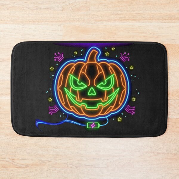 Item preview, Cyberpunk Neon Jack O Lantern Pumpkin - High Contrast Halloween Die Cut Sticker designed and sold by alalame.
