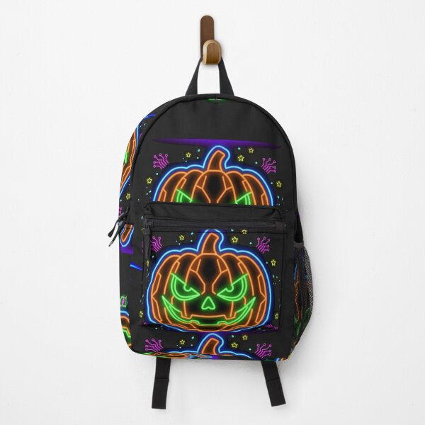 Item preview, Cyberpunk Neon Jack O Lantern Pumpkin - High Contrast Halloween Die Cut Sticker designed and sold by alalame.