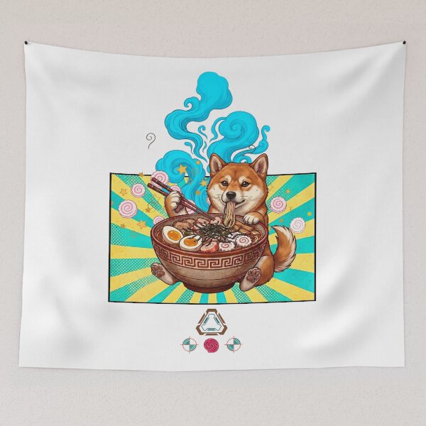 Item preview, Shiba Inu in a Ramen Bowl – Kawaii Noodle Pup Art designed and sold by m-yoga-store.