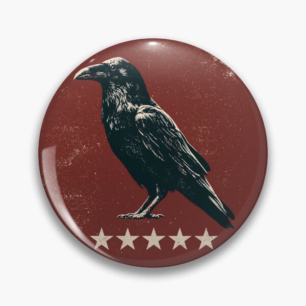 Item preview, Black Raven 5 Stars Emblem Logo On Red Background designed and sold by GrinGalore.
