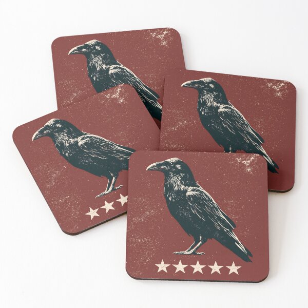 Item preview, Black Raven 5 Stars Emblem Logo On Red Background designed and sold by GrinGalore.