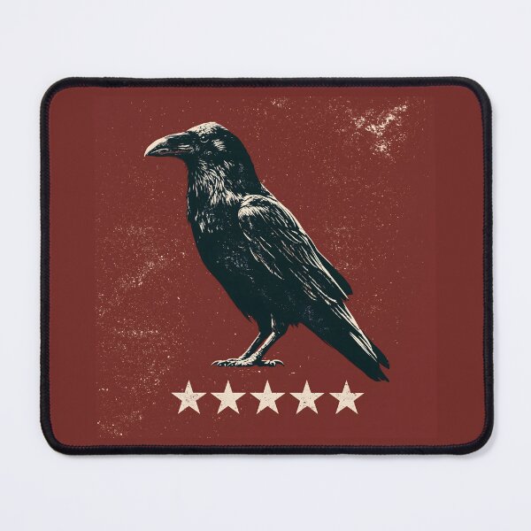 Item preview, Black Raven 5 Stars Emblem Logo On Red Background designed and sold by GrinGalore.