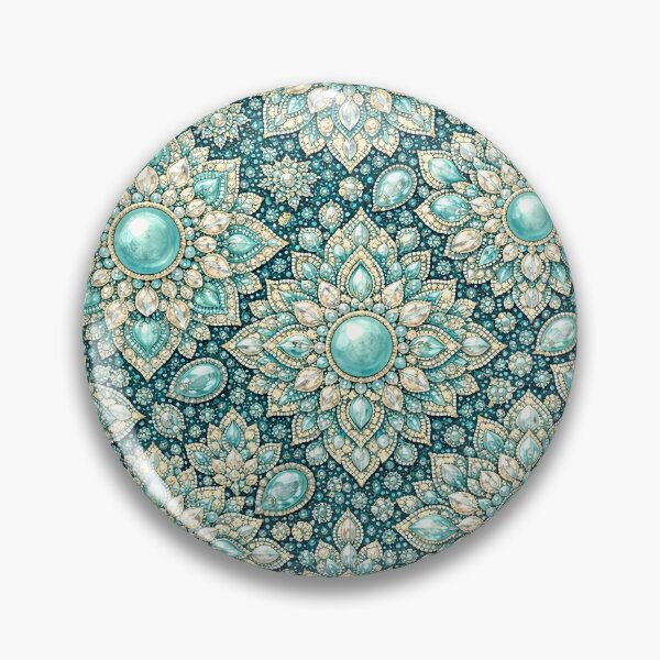 Item preview, Gemstone Mandala Pattern Series teal  designed and sold by ElexisND.