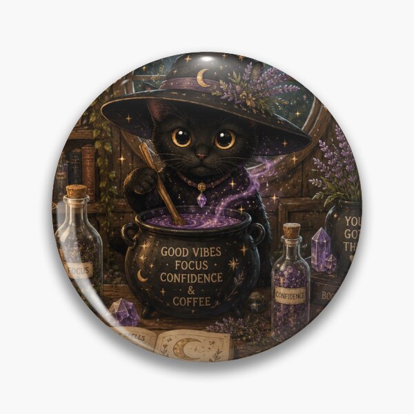 Item preview, Cozy Witch Cat Potion Brewing | Cottagecore Black Cat Magic Illustration designed and sold by Nicoladenisa71.