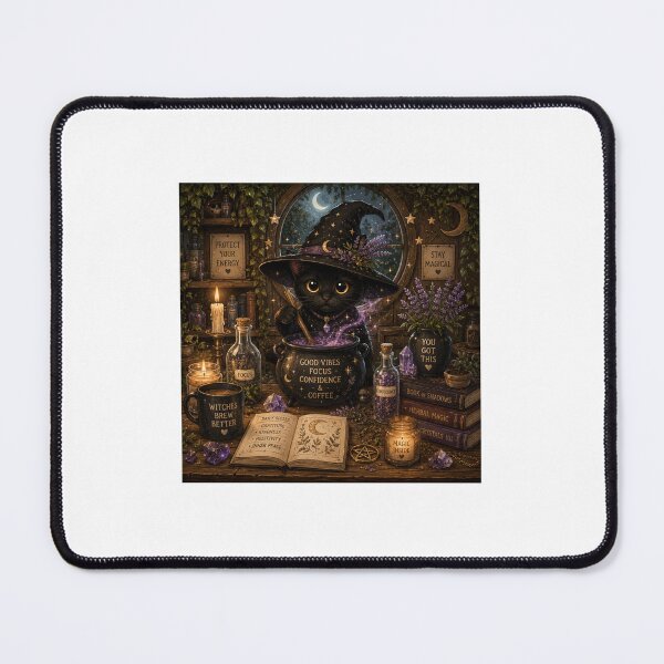Item preview, Cozy Witch Cat Potion Brewing | Cottagecore Black Cat Magic Illustration designed and sold by Nicoladenisa71.