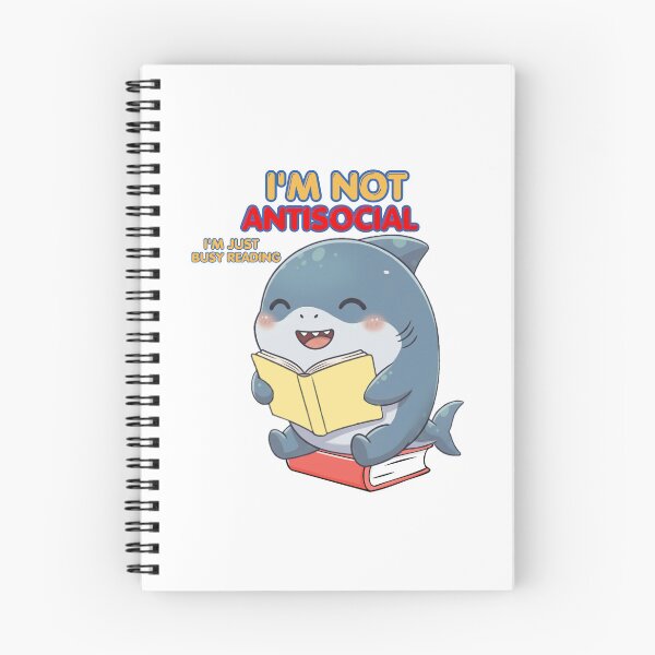 Item preview, I'm Not Antisocial Just Reading Funny Bookworm Shark Art designed and sold by Nature's Chibis.