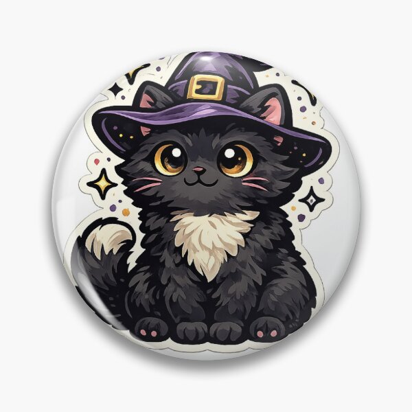 Item preview, Cute Black Cat Witch Hat Halloween Sticker designed and sold by RedRubyBubble.