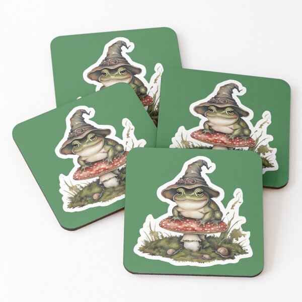 Item preview, Cute Frog Wizard on Amanita Mushroom designed and sold by 77Clover.