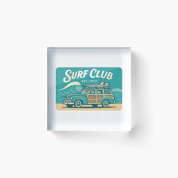 Item preview, Retro Surf Club Vintage Woody Wagon designed and sold by CREATIVO STUDIO.