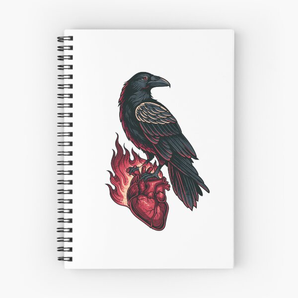 Item preview, Black Raven Emblem Logo Red Flame Heart Tattoo Art designed and sold by GrinGalore.