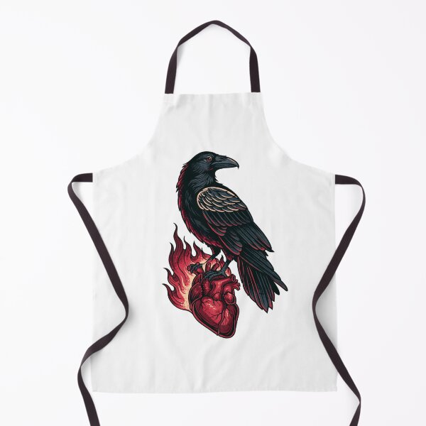 Item preview, Logotipo del emblema del Cuervo Negro Arte del tatuaje de corazón de llama roja designed and sold by GrinGalore.