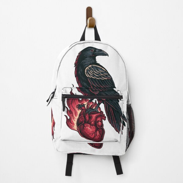 Item preview, Black Raven Emblem Logo Red Flame Heart Tattoo Art designed and sold by GrinGalore.
