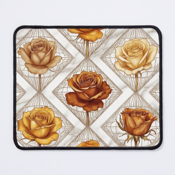 Item preview, Golden Roses Geometric Diamond Lattice Pattern designed and sold by IntelliMindDesigns.
