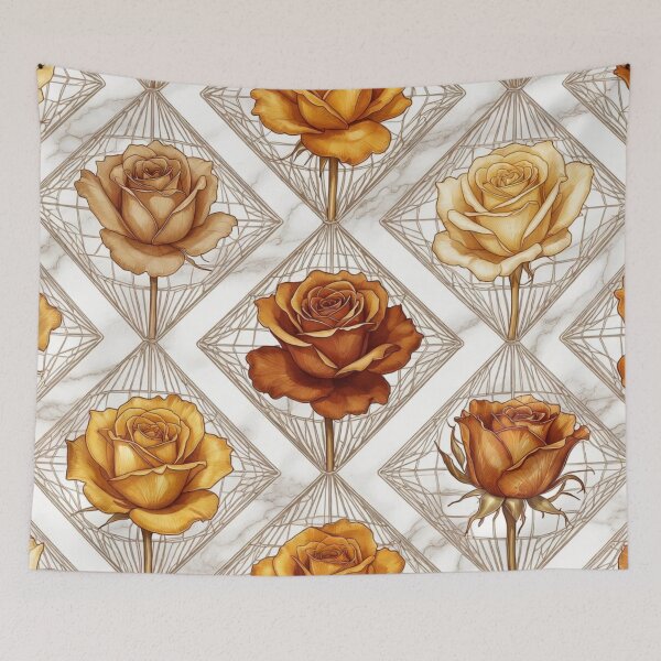 Item preview, Golden Roses Geometric Diamond Lattice Pattern designed and sold by IntelliMindDesigns.
