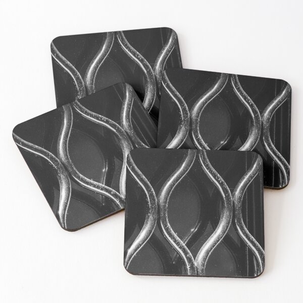 Item preview, Abstract Black and White Metal Gate Pattern With Wavy Bars and Reflective Texture designed and sold by Nmallia.
