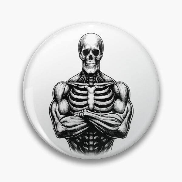 Aperçu de l'œuvre Strong Skeleton Skull Graphic T-Shirt | Gothic Halloween Gym Design créée et vendue par ArcadeLens Studio.