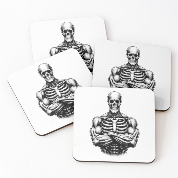 Aperçu de l'œuvre Strong Skeleton Skull Graphic T-Shirt | Gothic Halloween Gym Design créée et vendue par ArcadeLens Studio.