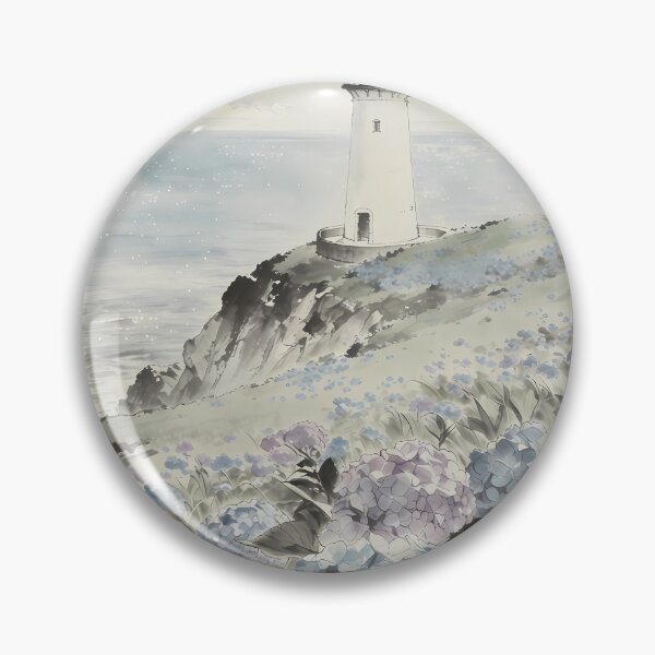Item preview, Lighthouse on the Hill: Hydrangea & Coastal Scenery designed and sold by HezeOtakuArt.