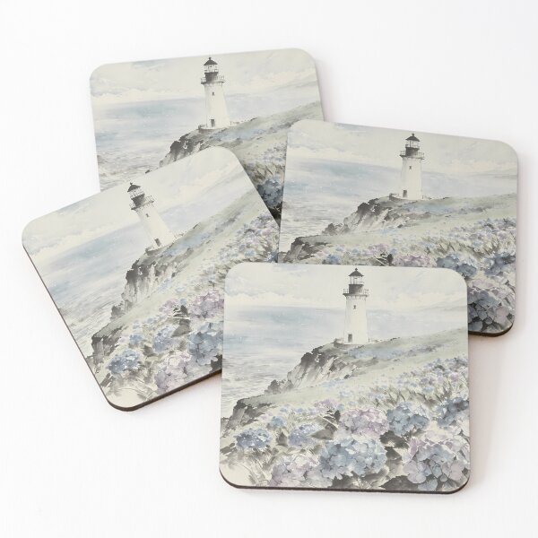 Item preview, Lighthouse on the Hill: Hydrangea & Coastal Scenery designed and sold by HezeOtakuArt.