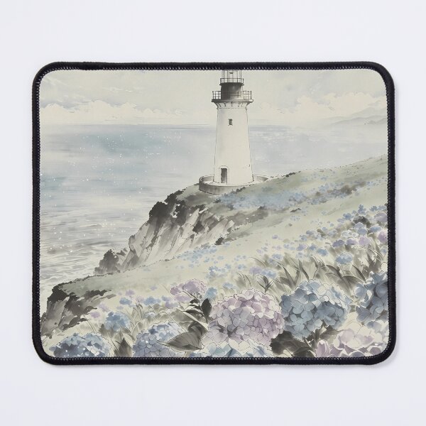 Item preview, Lighthouse on the Hill: Hydrangea & Coastal Scenery designed and sold by HezeOtakuArt.