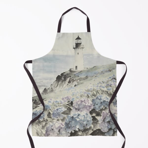 Item preview, Lighthouse on the Hill: Hydrangea & Coastal Scenery designed and sold by HezeOtakuArt.