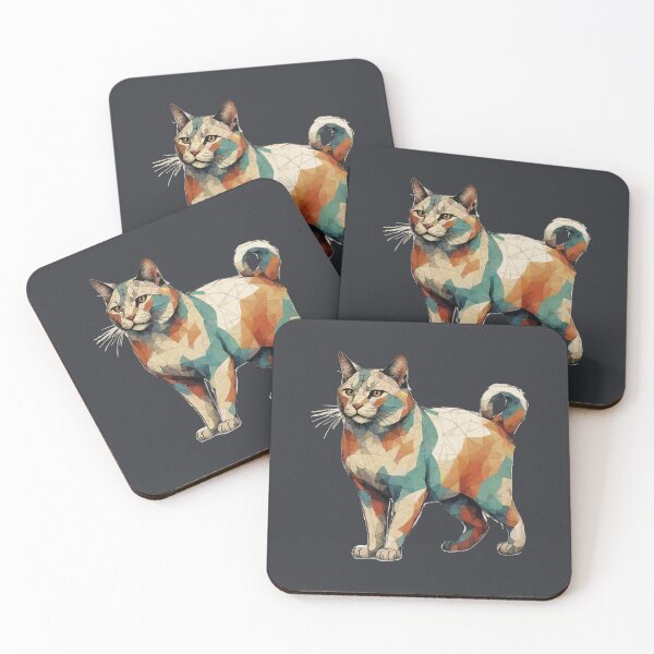 Item preview, Geometric Calico Bobtail - Modern Cat Art designed and sold by Tklezardesigns.