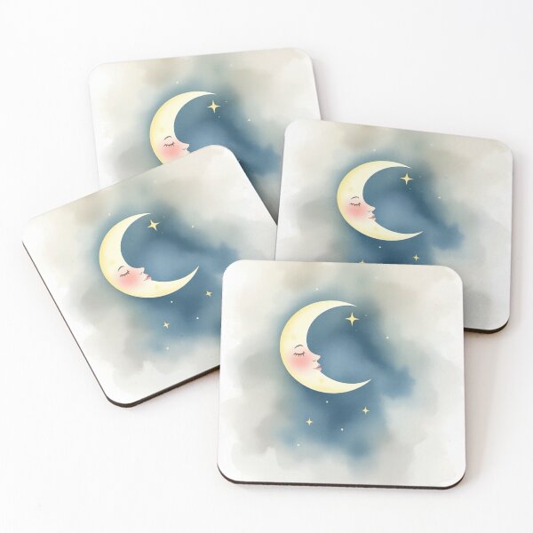 Item preview, Watercolor Celestial Sleeping Moon Nursery Decor designed and sold by Vida e Arte.