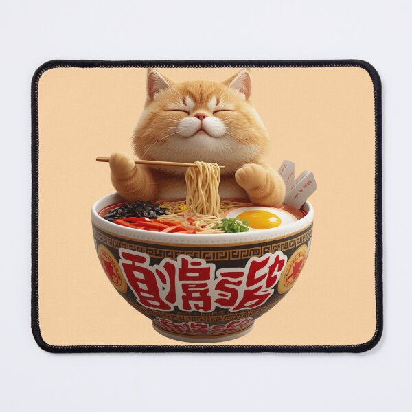 Item preview, Cute Chubby Cat Eating Ramen Noodles designed and sold by NovaCraft.