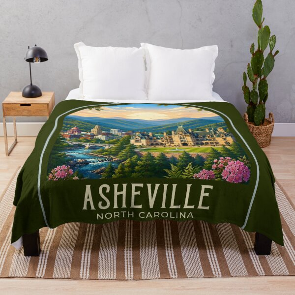 Item preview, Asheville Vintage Travel Illustration designed and sold by HomeLivingCo.