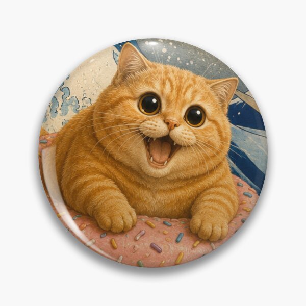Item preview, Funny Chonky Ginger Tabby Great Wave Dreamscape designed and sold by Mindworx21.
