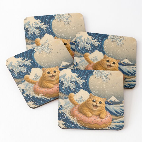 Item preview, Funny Chonky Ginger Tabby Great Wave Dreamscape designed and sold by Mindworx21.