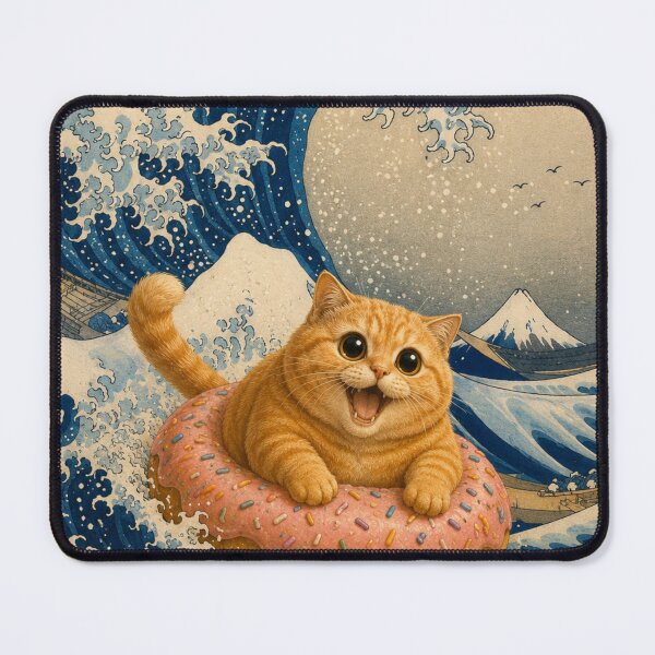 Item preview, Funny Chonky Ginger Tabby Great Wave Dreamscape designed and sold by Mindworx21.