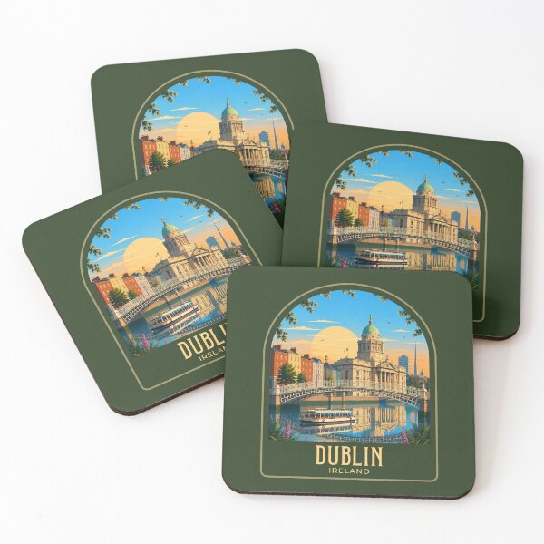 Item preview, Dublin Vintage Travel Illustration designed and sold by HomeLivingCo.