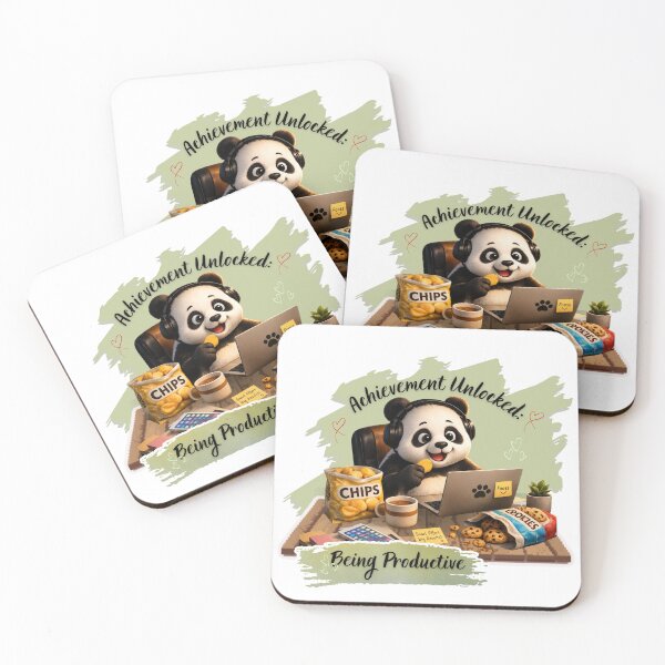 Item preview, Achievement Unlocked Productive Panda Sticker designed and sold by EnginerdStudio.