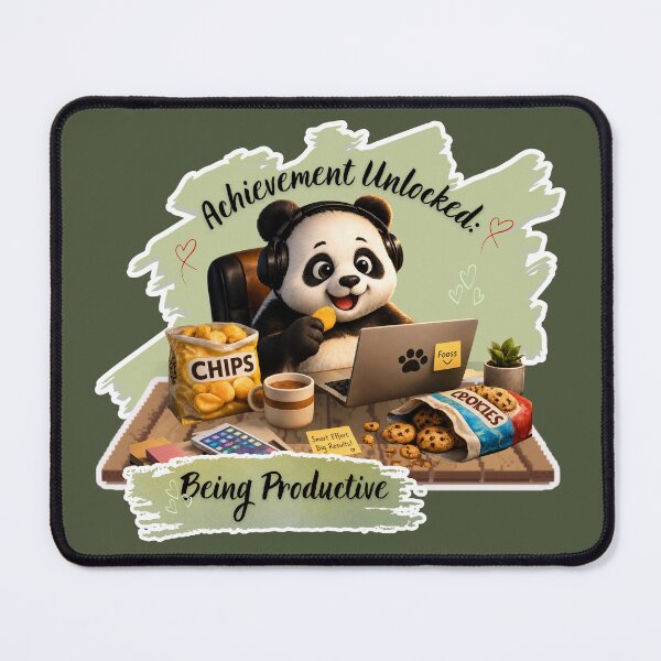 Item preview, Achievement Unlocked Productive Panda Sticker designed and sold by EnginerdStudio.