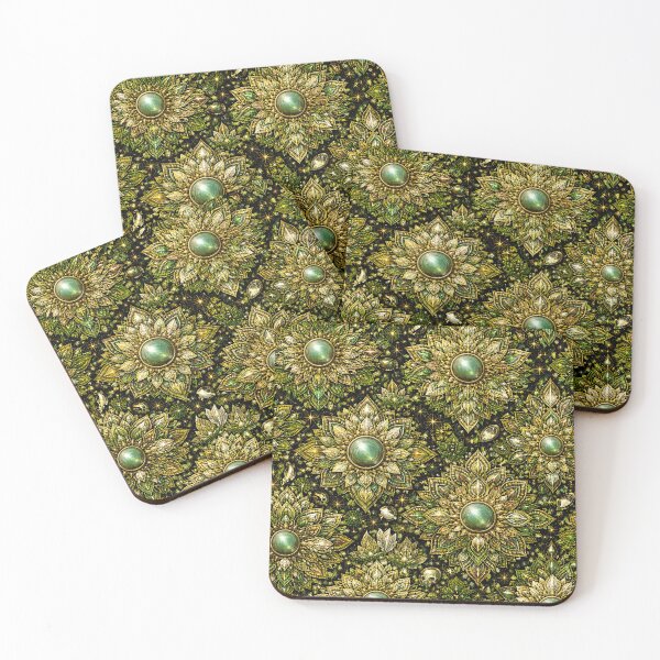 Item preview, Green and gold Gemstone Mandala Pattern Series  designed and sold by ElexisND.