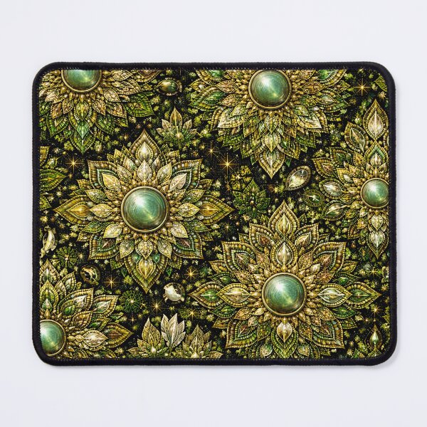 Item preview, Green and gold Gemstone Mandala Pattern Series  designed and sold by ElexisND.