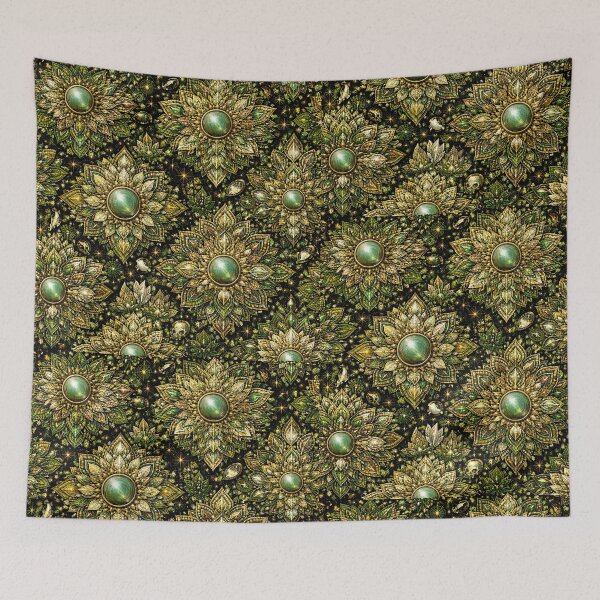 Item preview, Green and gold Gemstone Mandala Pattern Series  designed and sold by ElexisND.