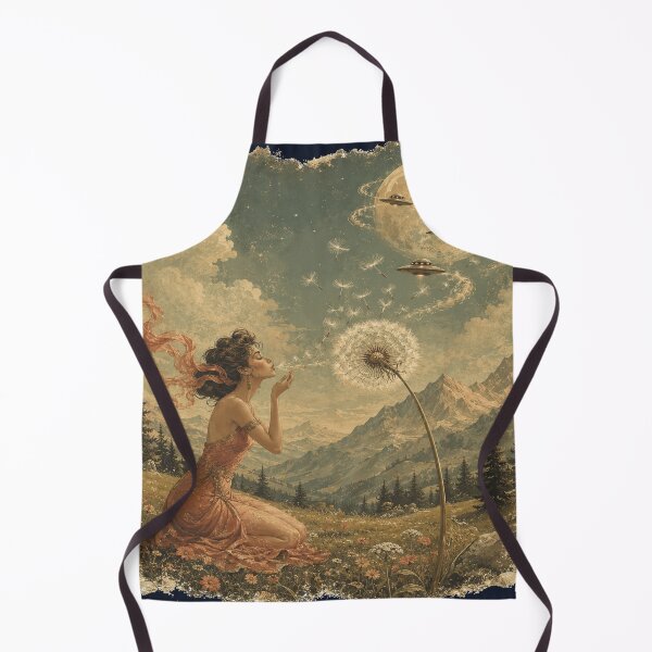 Item preview, Dandelion Orbit Surreal Moon UFO Alpine Meadow Art designed and sold by POD DYNASTY | Original Print On Demand T-Shirt Graphics.