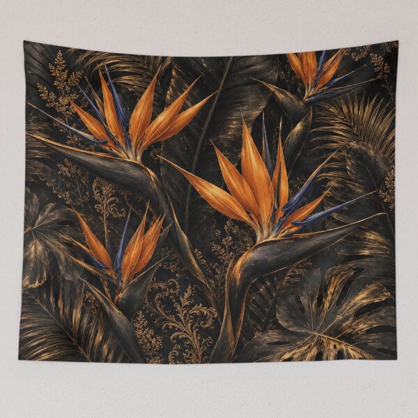 Item preview, Dark Tropical Foliage with Golden Leaves design  designed and sold by Siti Hoiriyah.